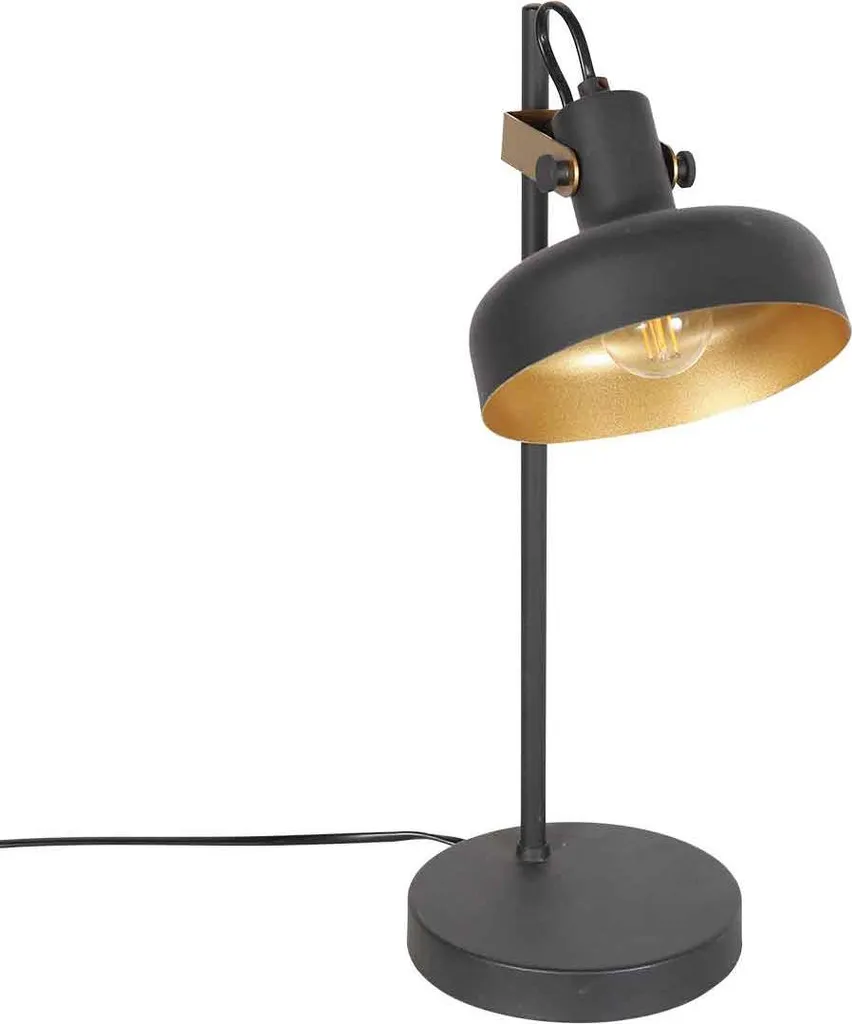 Lampe de table en métal noir Mexlite Prato douille E14 durable - 2