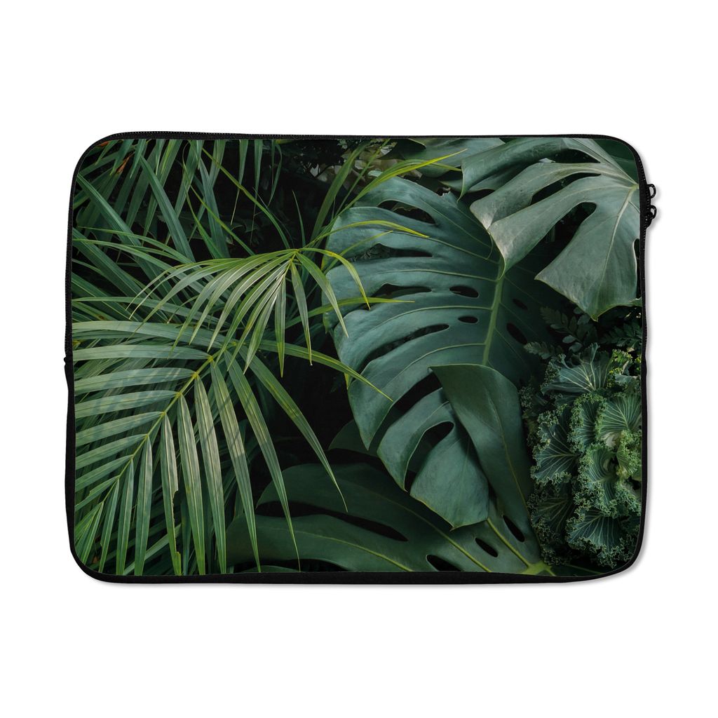MuchoWow Laptop Hülle 17 Zoll Laptoptasche Pflanzen - Dschungel - Blätter - Tropisch - Zipper - Schutzabdeckung