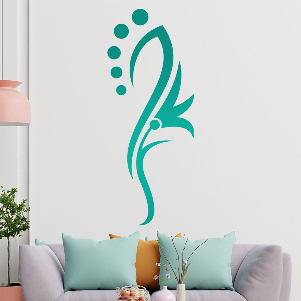 Blume - Linien Punkte Wandtattoo in 6 Größen - Wandaufkleber Wall Sticker - Dekoration, Küche, Wohnzimmer, Schlafzimmer, Badezimmer