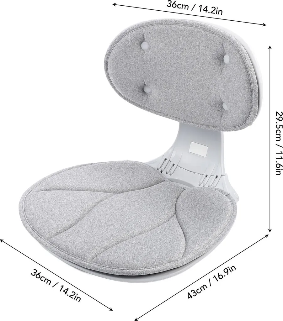 Support lombaire pliable et ergonomique gris pour correction de posture