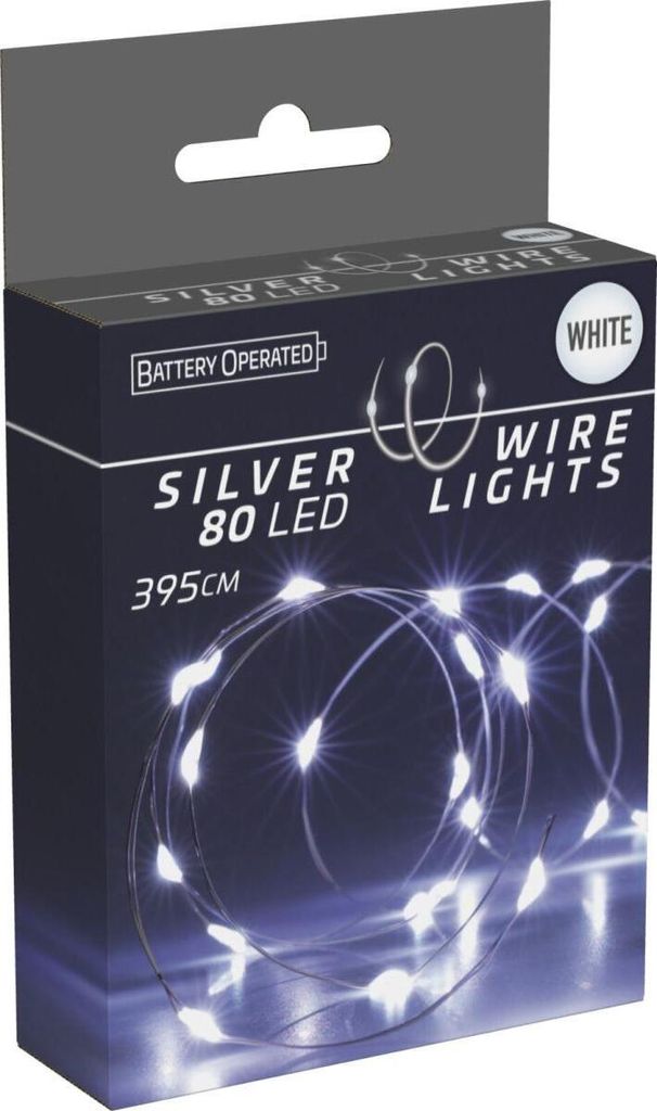 Fata LED, filo d'argento, 80 LED, bianco freddo, Immagine del prodotto 