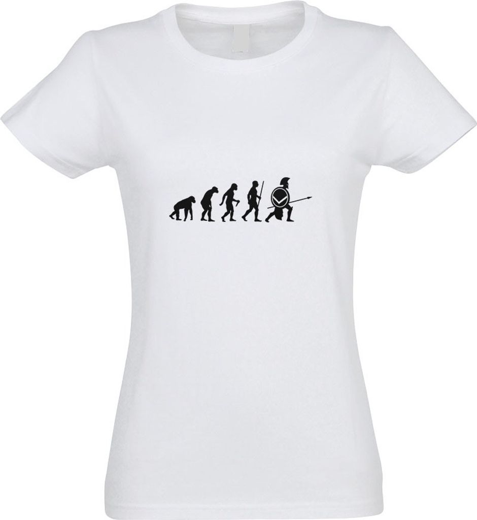 Kiwistar - T-Shirt tailliert - Damen - Weiss - Spartaner Sparta Evolution - mit Motiv Bedruckt - Funshirt Design - Sport - Freizeit - Damen - S