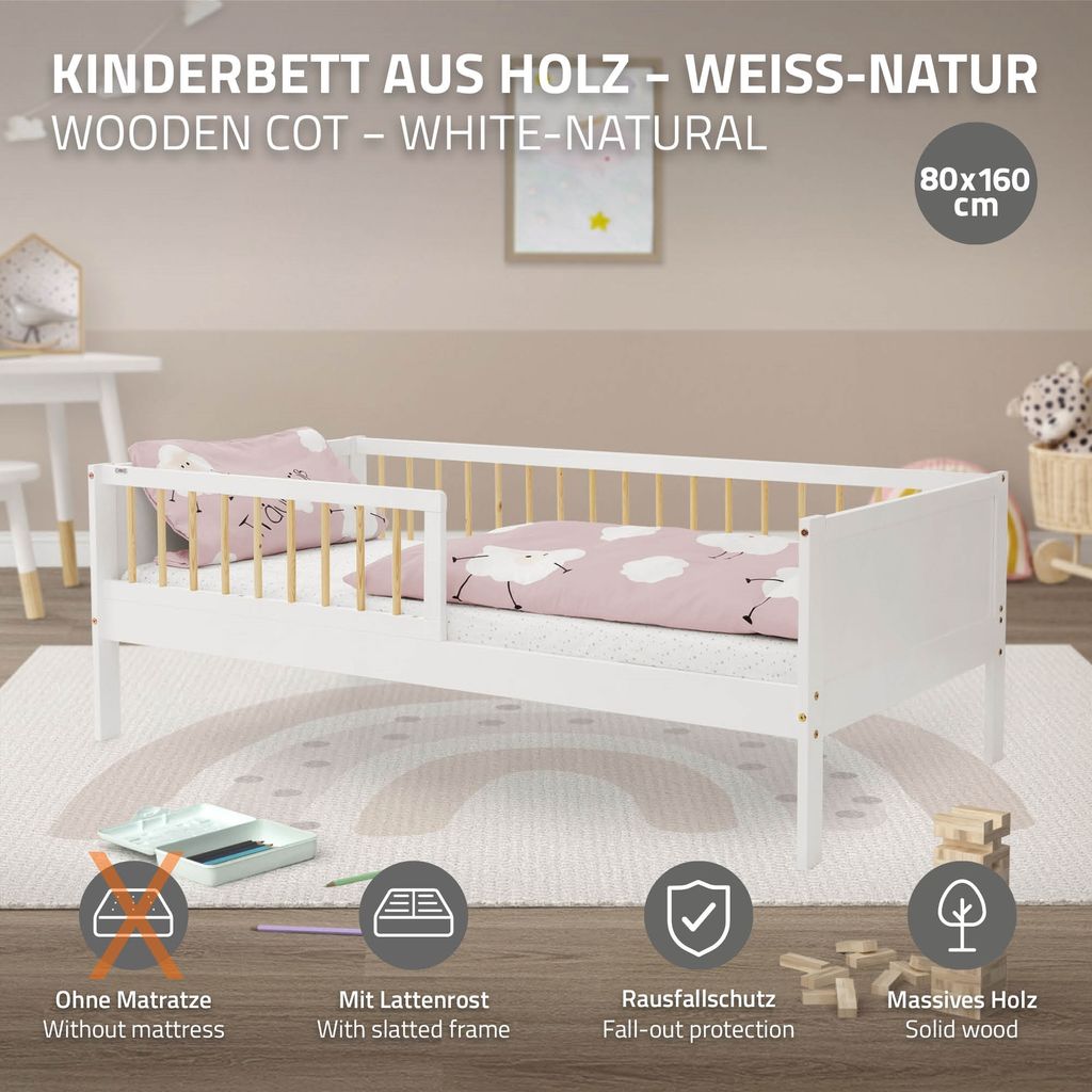 ML-Design Kinderbett mit Lattenrost und Rausfallschutz, Produktbild 