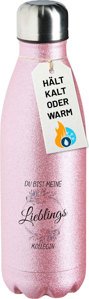 Huuraa Trinkflasche Du Bist Lieblings Kollegin 500ml Pink Edelstahl Wasserflasche Trinkflasche Geschenkidee
