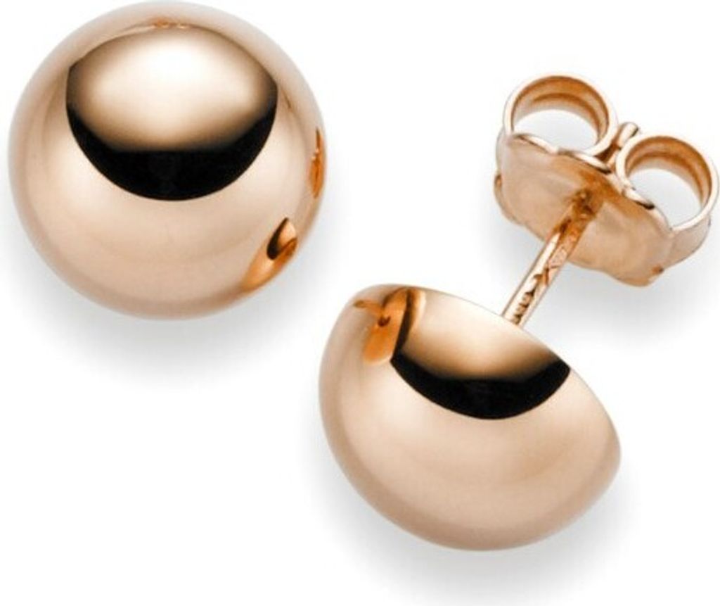 Ohrstecker Ohrschmuck Halbkugel 10mm 585 Gold Rotgold glatt glänzend