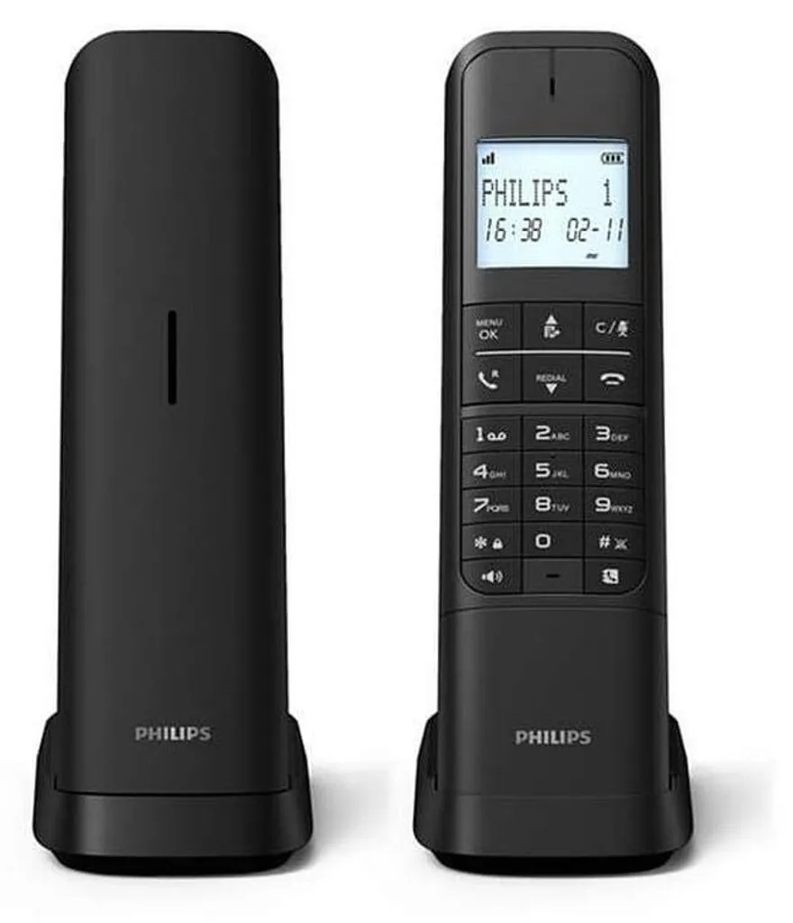 Téléphone fixe sans fil Philips M4702B/12 Duo Noir avec haut-parleur HQ