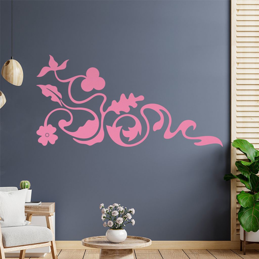 Eckeornament -Blüten - Planze Wandtattoo in 6 Größen - Wandaufkleber Wall Sticker - Dekoration, Küche, Wohnzimmer, Schlafzimmer, Badezimmer