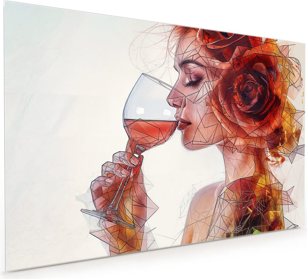 Küchenrückwand Spritzschutz Glas mit Motiv Weintrinkende Frau 40 x 40 cm