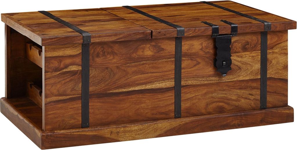 Table basse 100x60x40 cm en bois massif de sheesham commode Image du produit 
