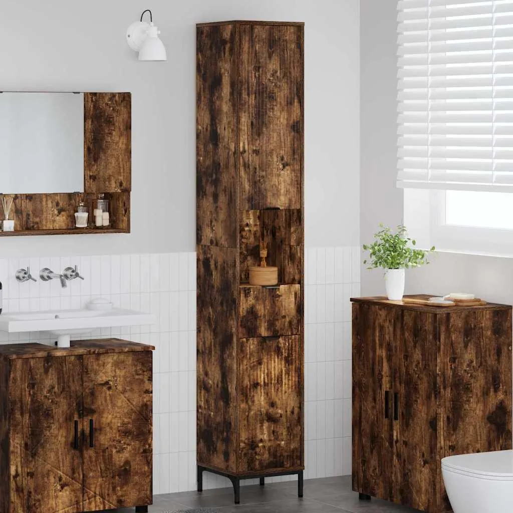 Colonna Bagno Moderna 190cm Rovere Fumé vidaXL | Design Minimal