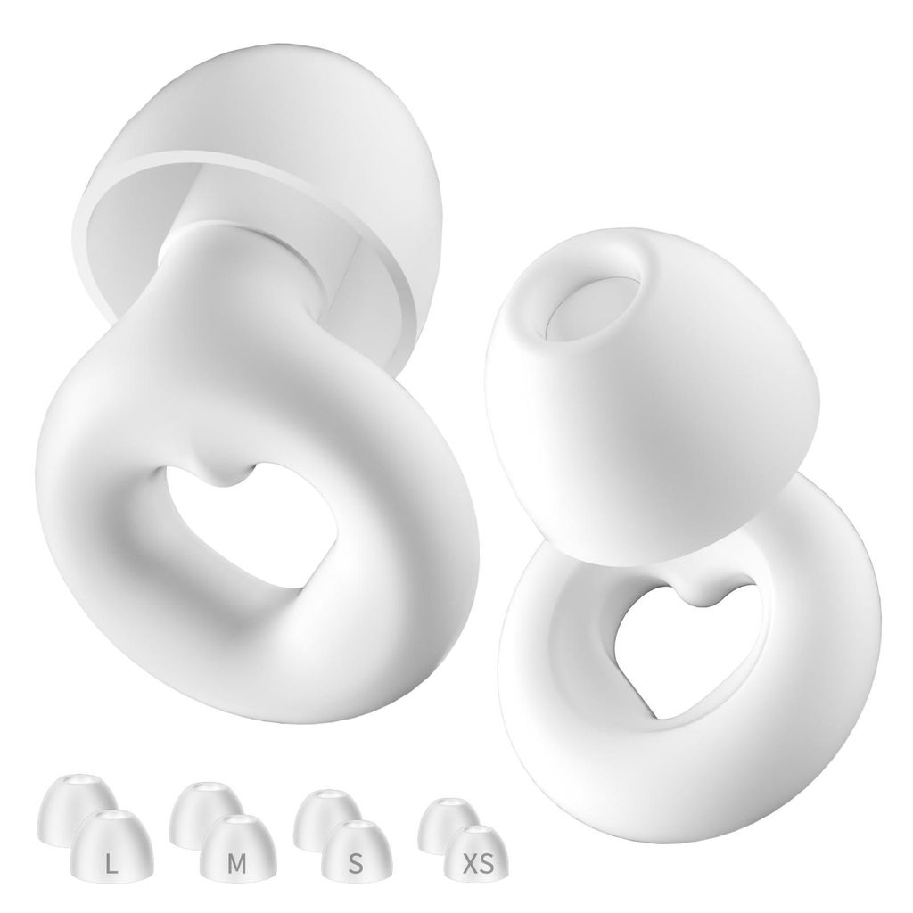 Ohrstöpsel zum Schlafen Silikon, Wiederverwendbare Gehörschutz, Ear Plugs for Sleep für Reisen, Arbeit, Schlafen und Konzert XS/S/M/L Weiß