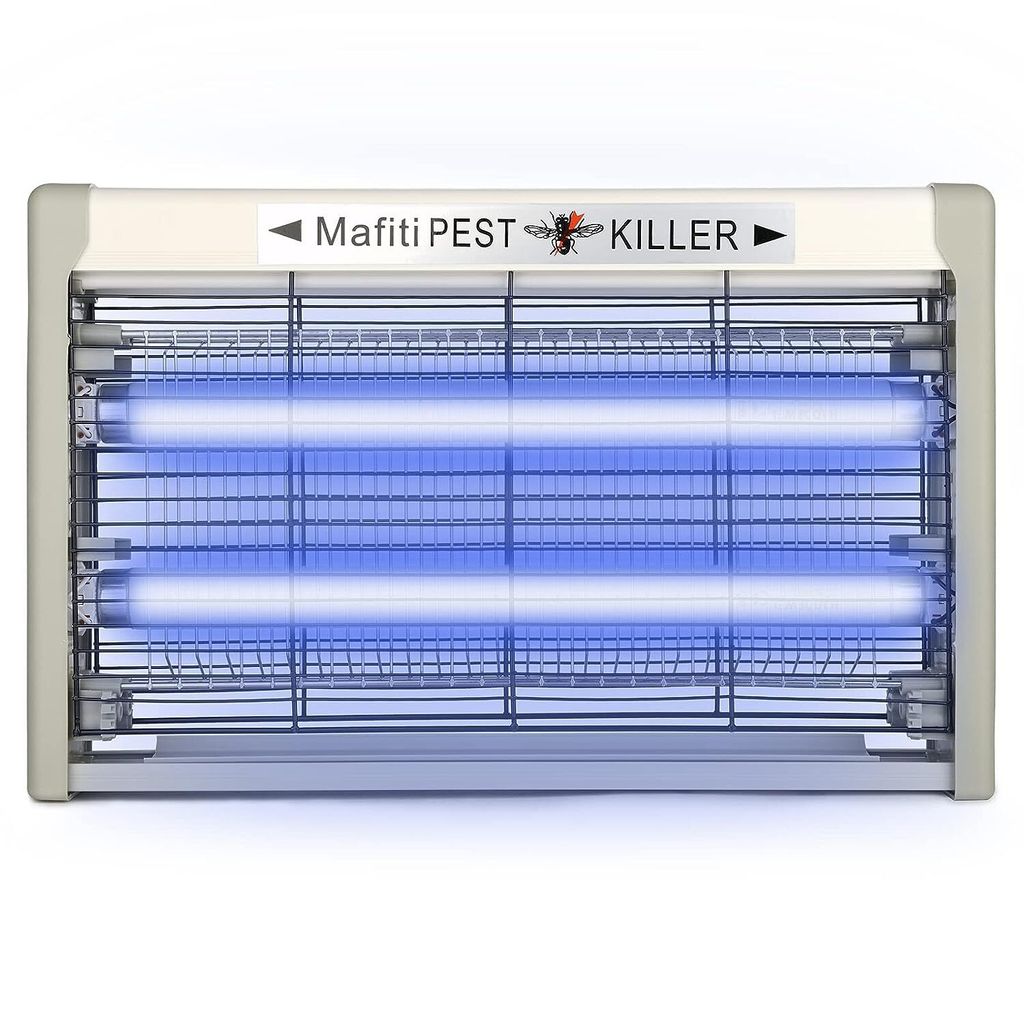 mafiti Elektrischer Insektenvernichter 20W Moskito Killer Fliegenfalle mit UV-Licht für Küche Haus Hof Grau