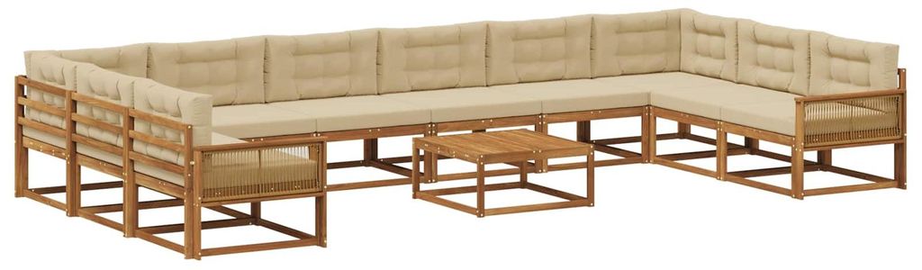 vidaXL Outdoor-Sofagarnitur mit Kissen 11 pcs Natur und Beige