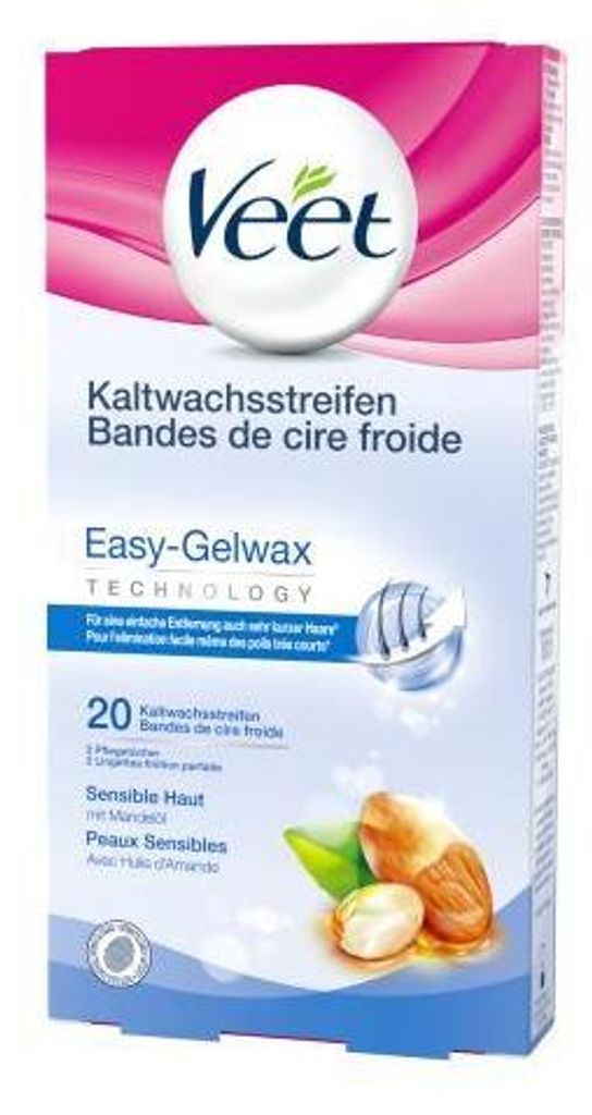 Veet Kaltwachsstreifen für sensible Haut mit Mandelöl 20 Produktbild 