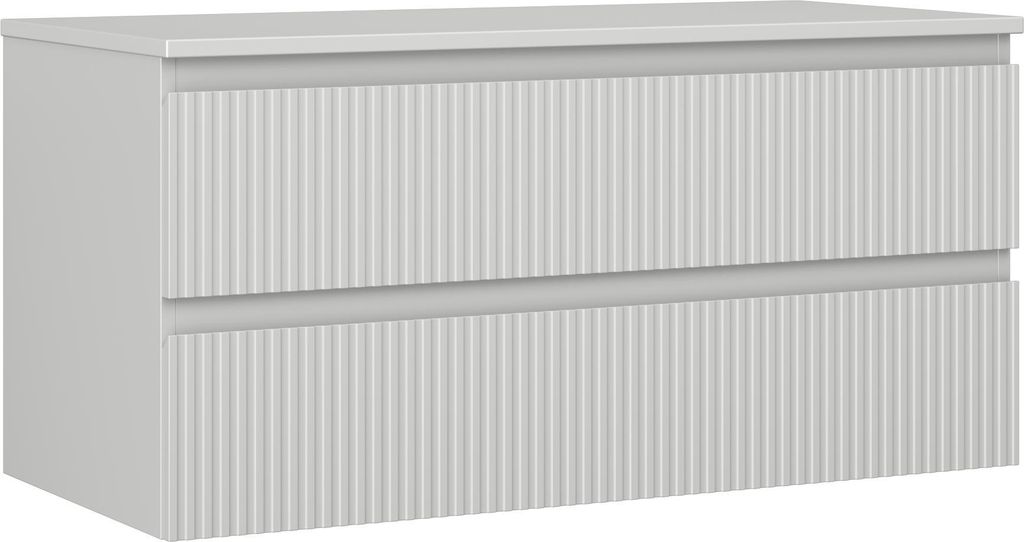 Mexen Rivel Badezimmerunterschrank 100 cm mit Platte, 2 Schubladen, geriffelt, grau matt - 91A20-10047-2-BFFC62