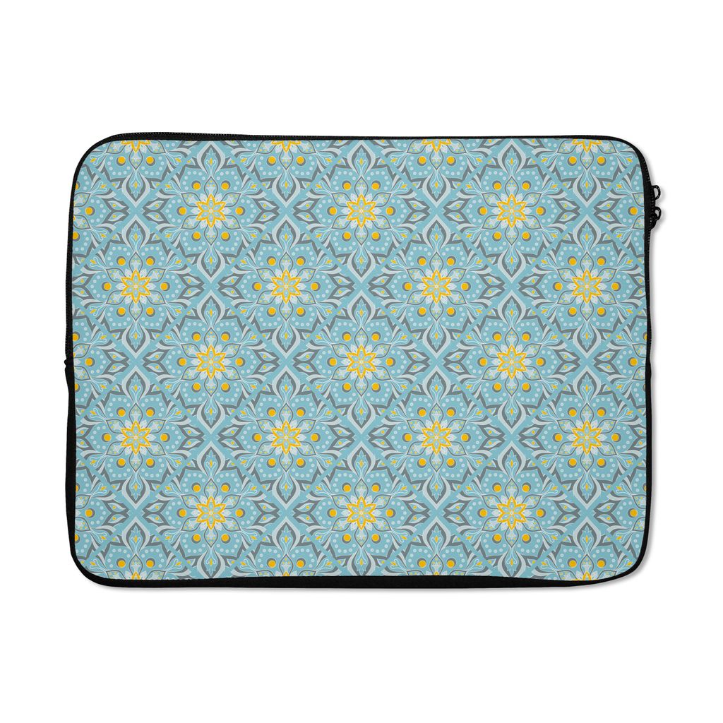 MuchoWow Laptop Hülle 15 Zoll Blumen - Boho - Muster - Mandala - Vintage Laptoptasche - Laptoptasche - Sleeve - Rundum-Schutz
