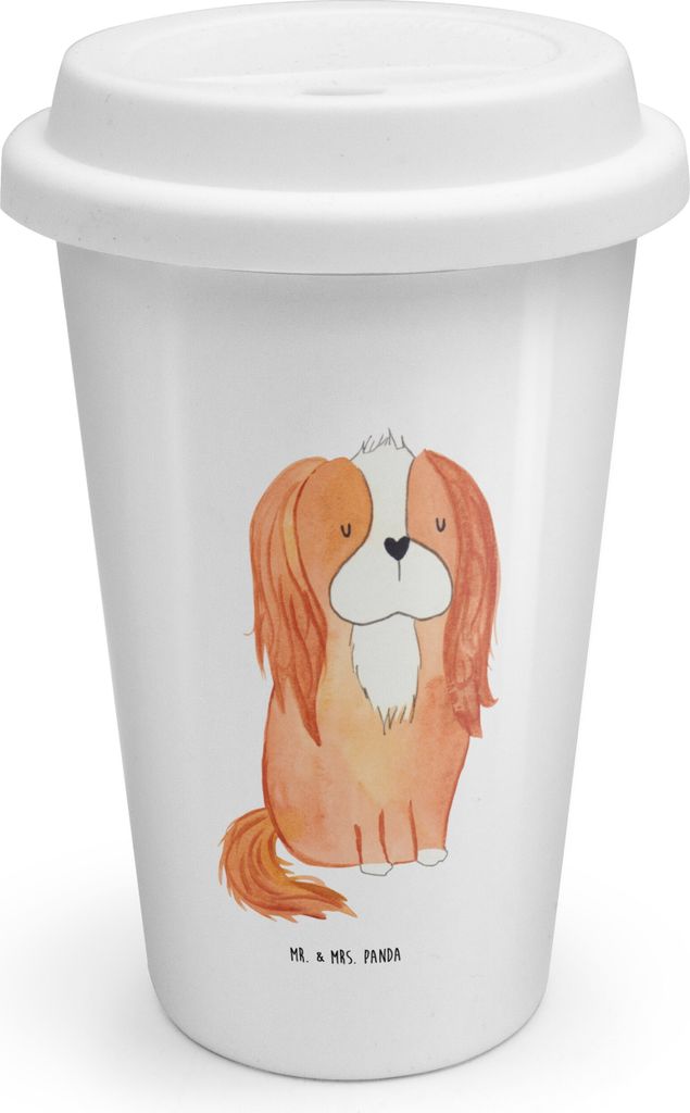 Mr. & Mrs. Panda ToGo Kaffeebecher Hund Cavalier King Charles Spaniel - Weiß - Geschenk, Cockerspaniel, Thermobecher, To Go, Spruch, keramik, Schl...