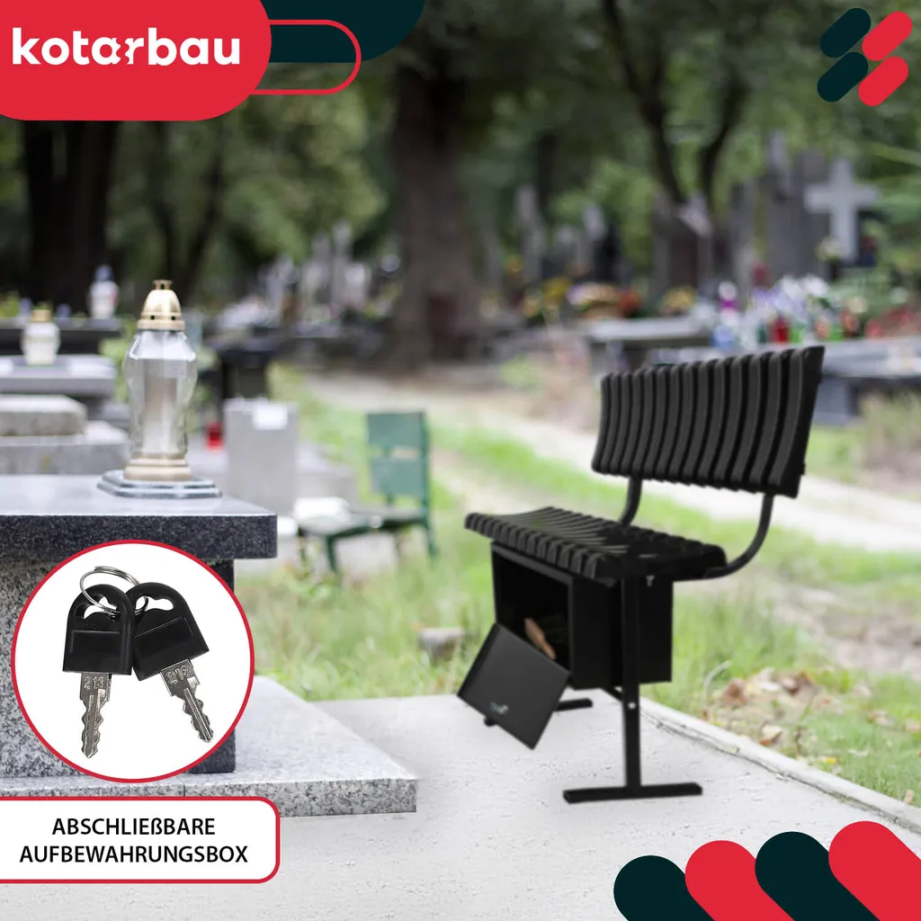 Banc de parc résistant aux intempéries avec rangement pour outils