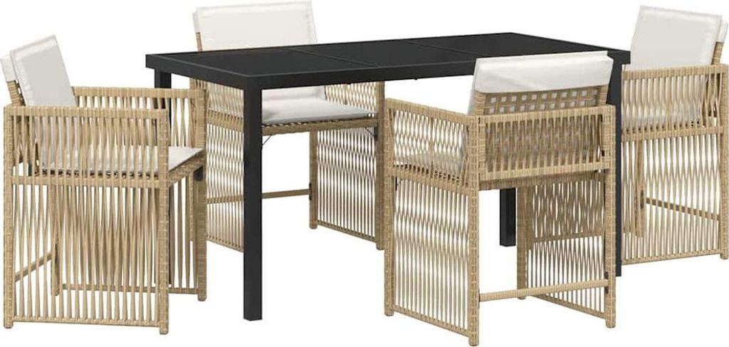 vidaXL Garten Essgruppe 5 pcs Beige Poly-Rattan