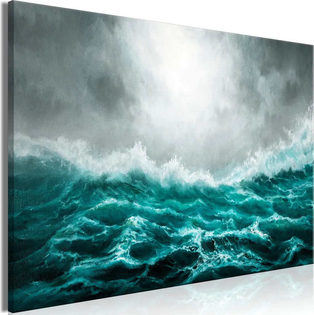 Decorazione Parete Mare 90x60 - Quadro Moderno Oceano Inquieto su Tela