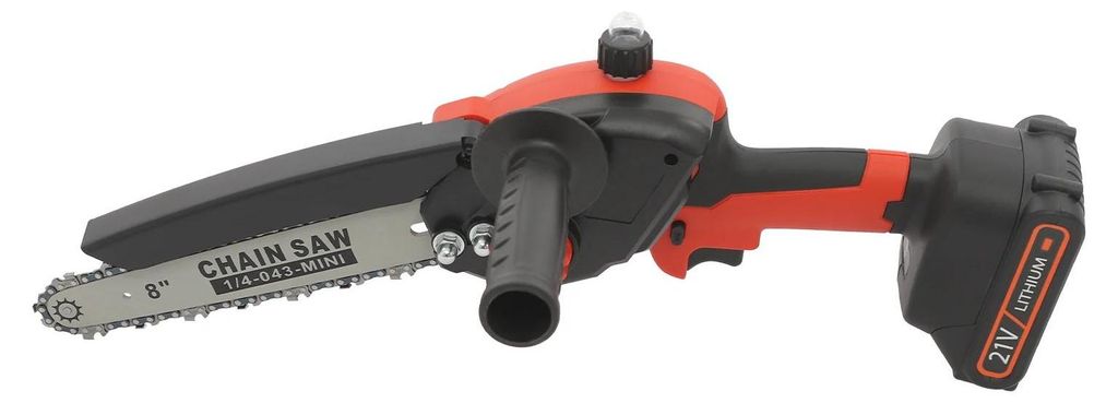 Mini Kettensäge - Akkubetrieben 20 cm - 800 W - 2750 U/min - Automatische Kettenschmierung - Reinkupfer-Motor - Ohne Akku - Rot