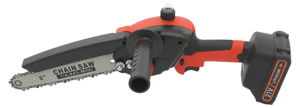 Mini-tronçonneuse pour élagage de jardin - Guide 20 cm et 2 batteries