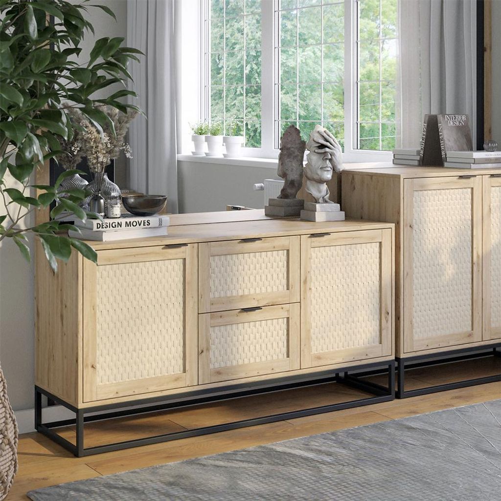 Kommode Vicco Natal Braun 40 x 72.5 cm mit 2 Türen und 2 Schubladen, Model 42042