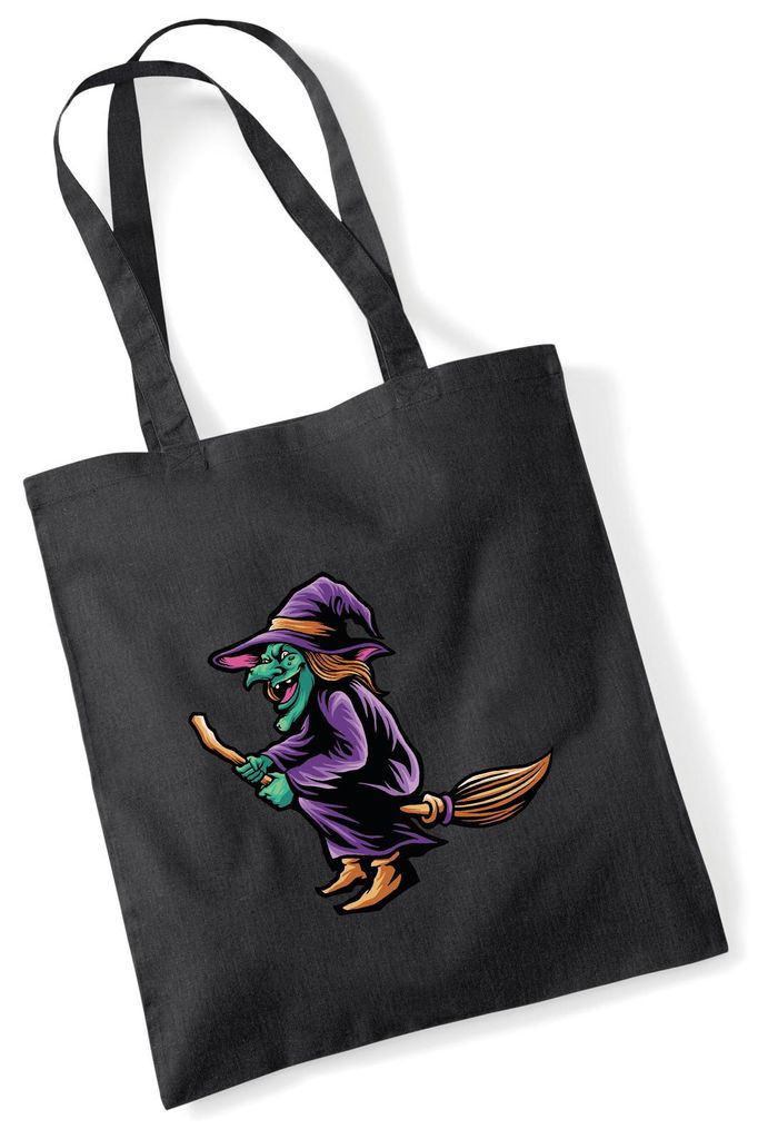 Huuraa Jutebeutel Hexe Halloween 10 Liter Black Baumwolle Tasche Geschenkidee