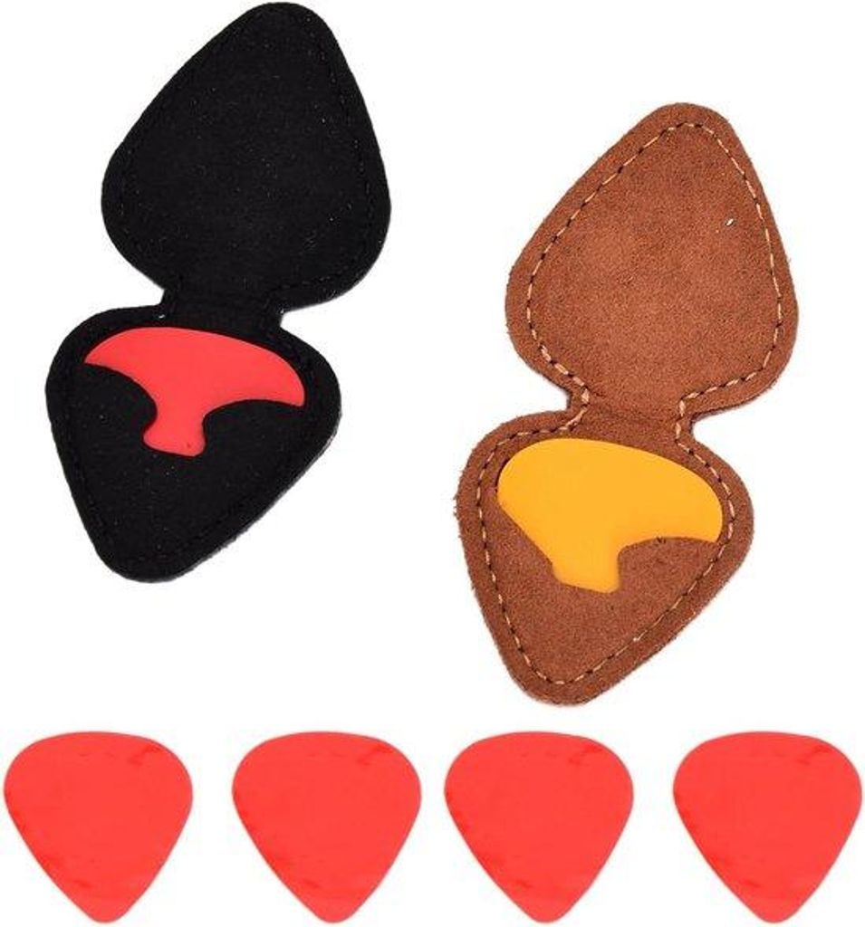 2er Leder Plectrum Etui für Akustik E Gitarren Zubehör