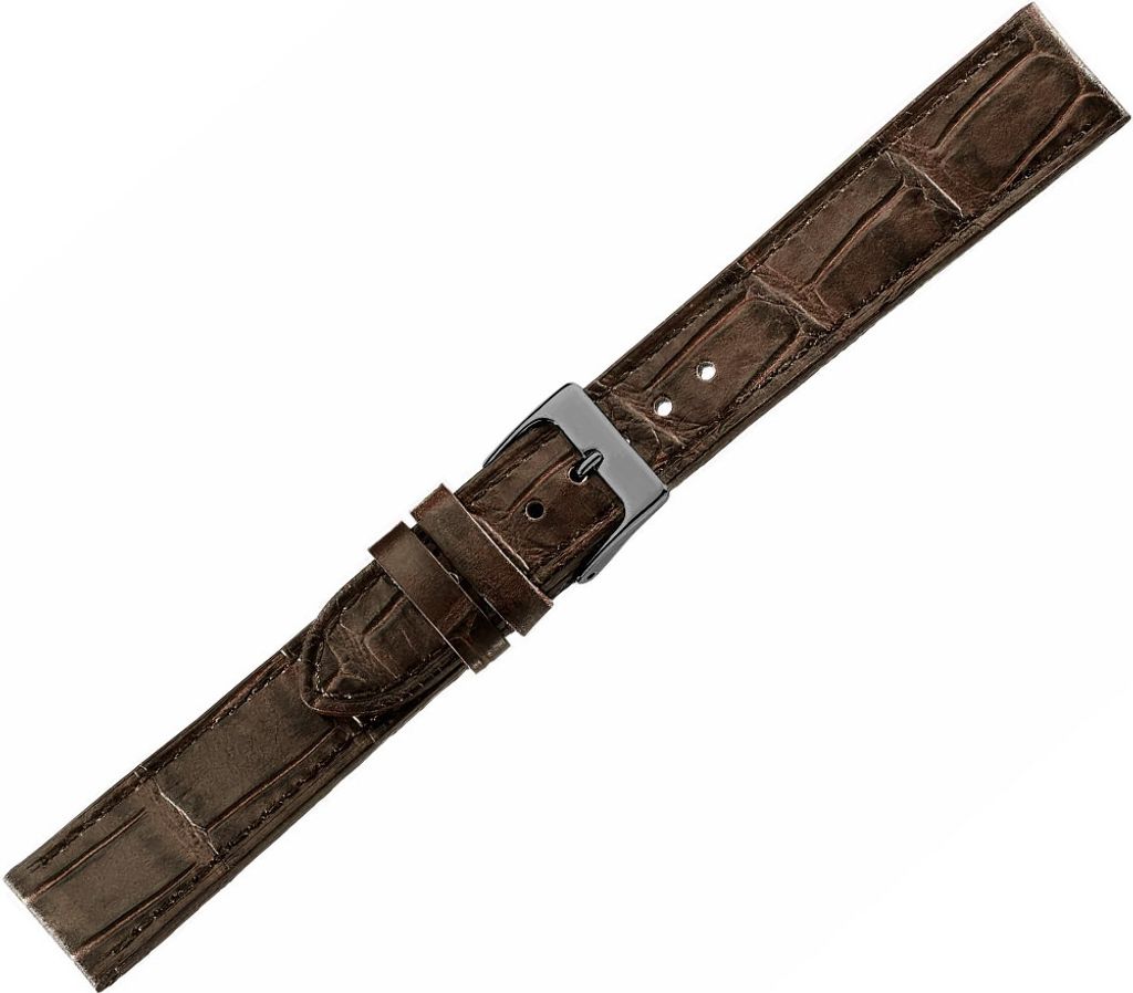 Herzog Italo-Kroko maroni > Uhrenarmband braun > Leder Krokoprägung , Stegbreite:22mm, Schließe:Schwarz