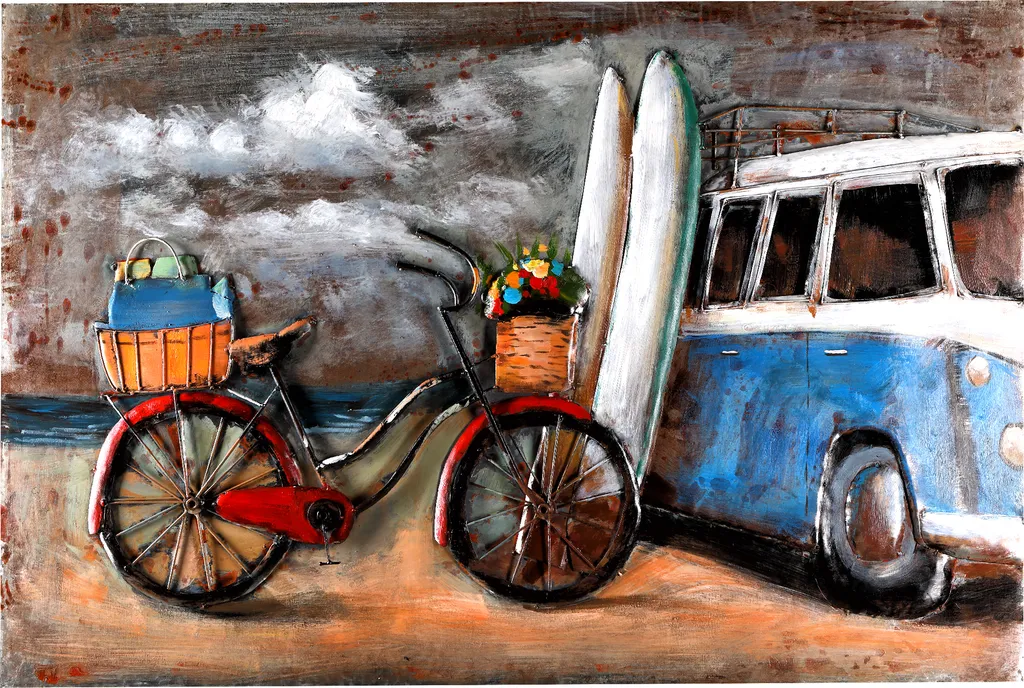 Tableau métal fait main Driving and Surfing FAM-2608 - Relief 117cm