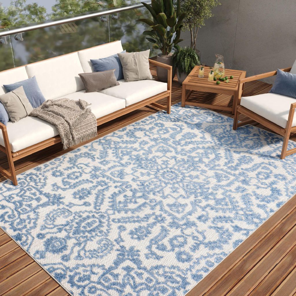 Tapiso Teppich PATIO Outdoor – Balkon und Terrassen Teppich, wetterfest & pflegeleicht 120 x 180 cm