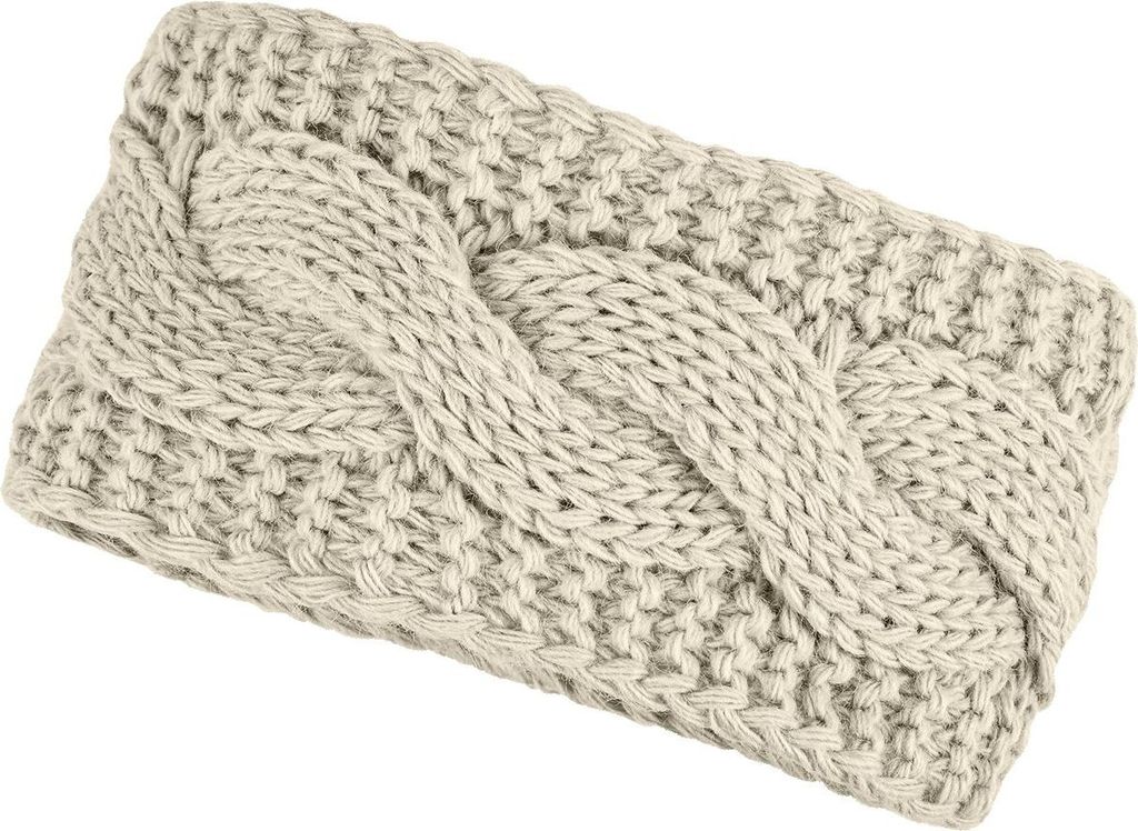 warmes Damen Strick-Stirnband Fleece Futter Zopfmuster Ohrenschutz Haarband Knite Headband Neverless beige unisize