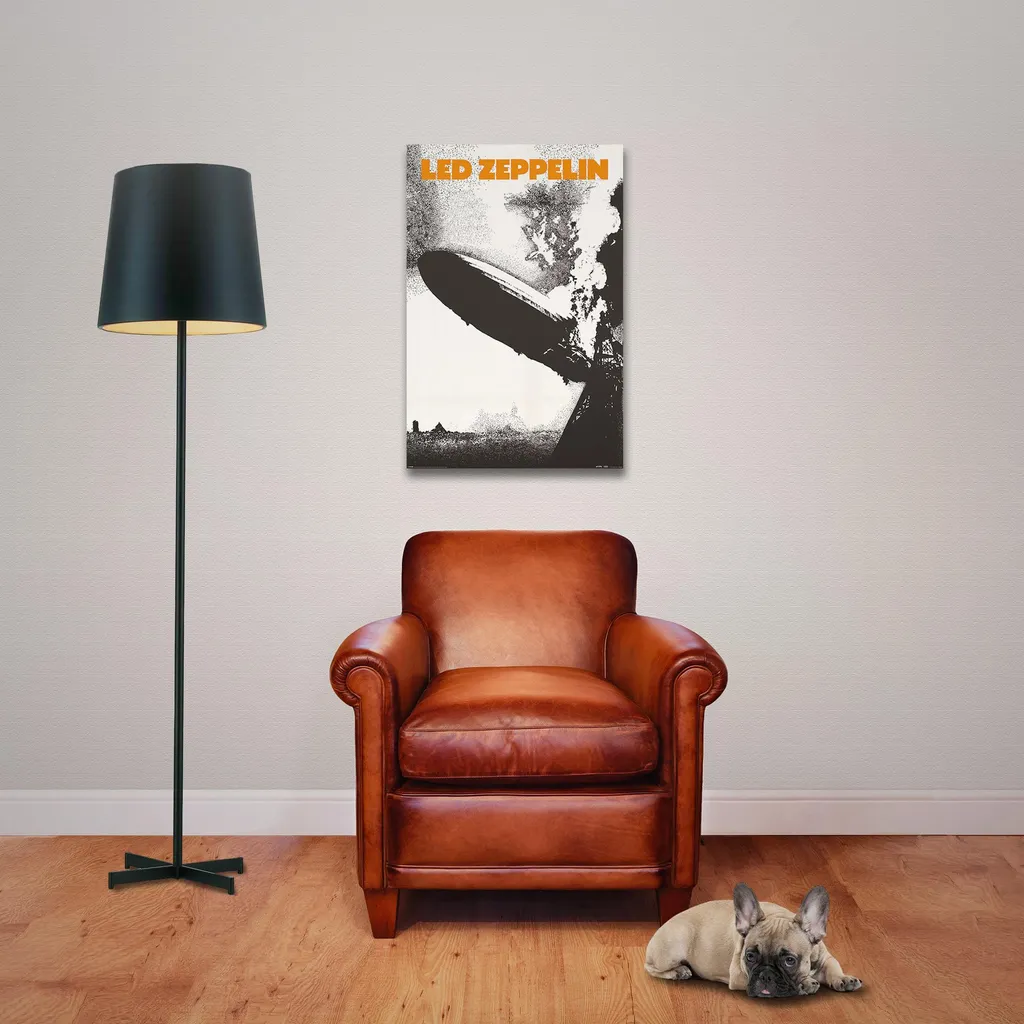 Poster Led Zeppelin Couverture avec Support en Bois Naturel 61 cm