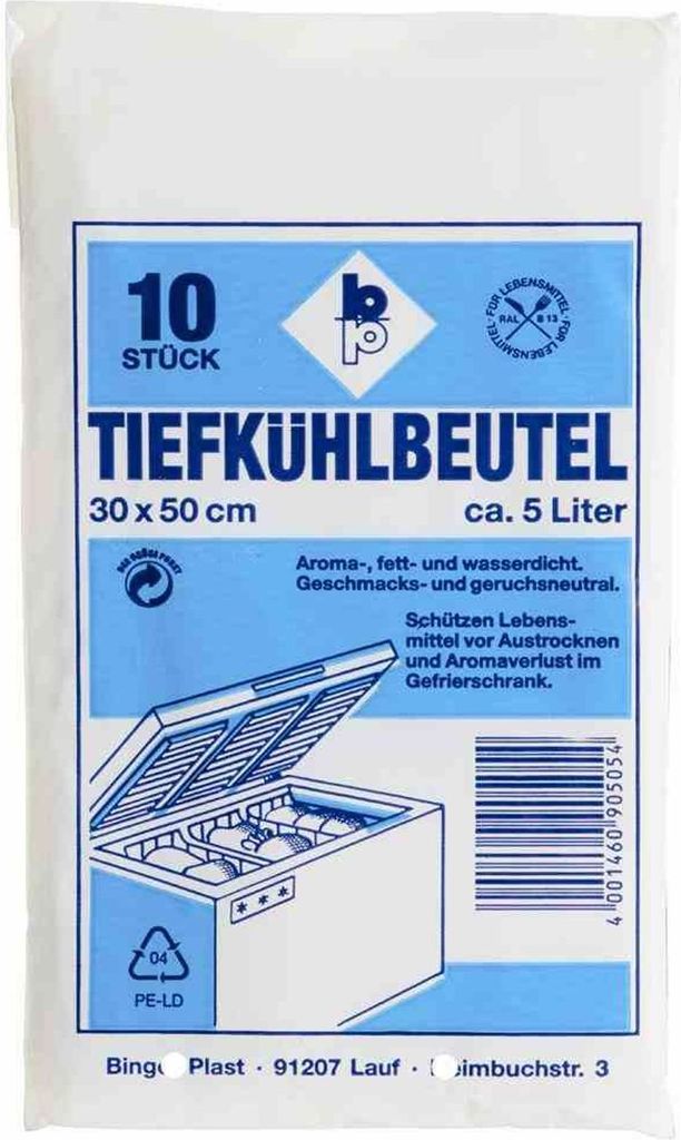 Tiefkhlbeutel 5,0 l, 30 x 50 cm, 10 Stck Produktbild 