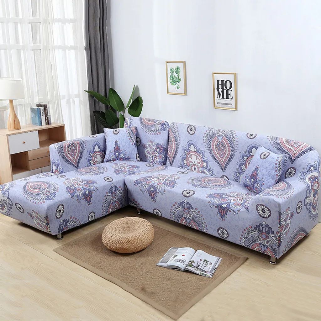 Housse de canapé extensible violette en tissu stretch résistant