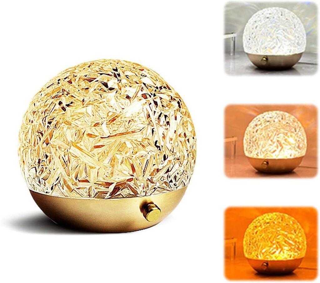 Wasserwellen-Kristalllampe, LED-dekorative Kristall-Tischlampe, Nachtlicht, tragbare LED-Tischlampe, Nachttischlampe, USB-Nachttischlampe (Berühre...