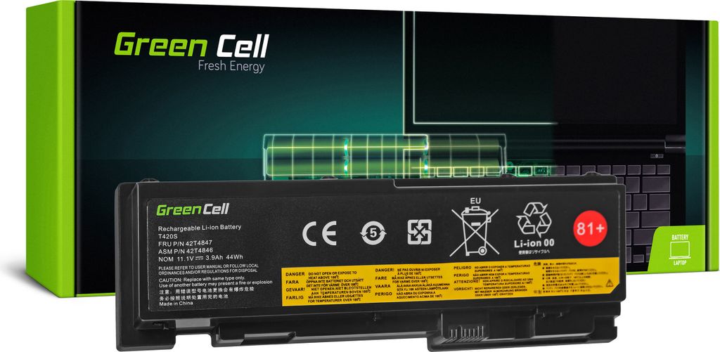 Green Cell 42T4844 42T4845 0A36287 Laptop Akku für Lenovo Produktbild 