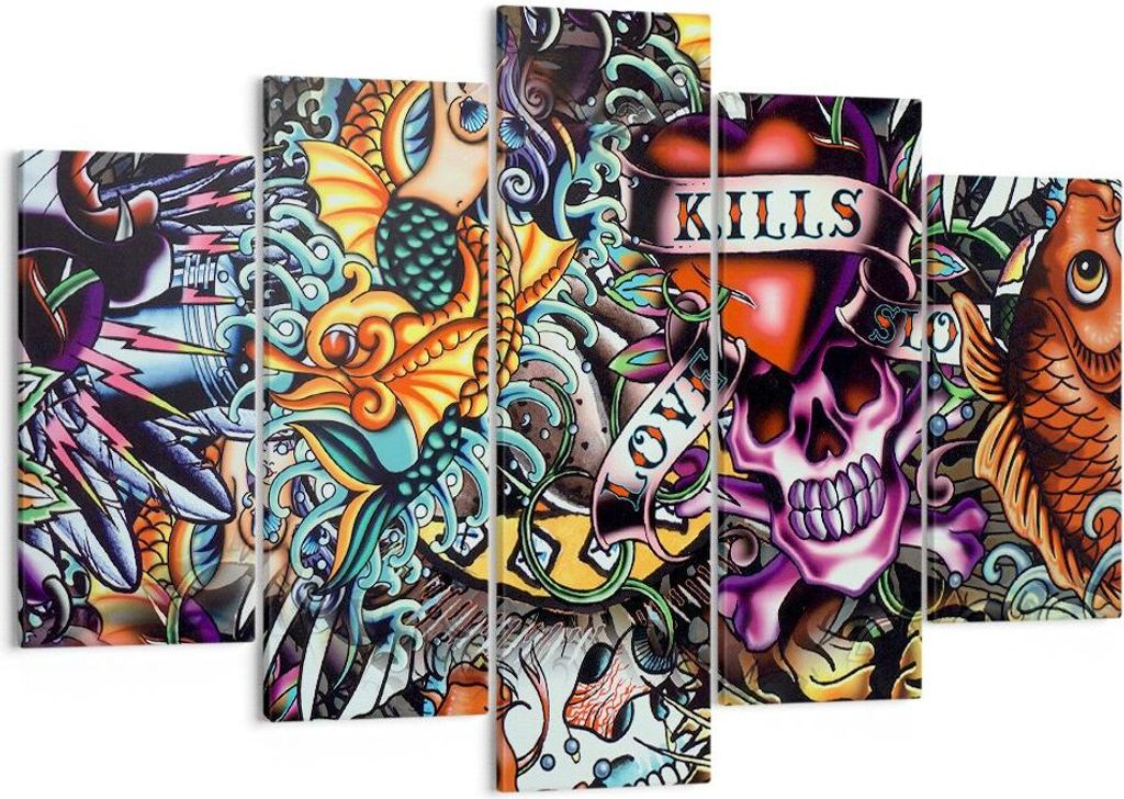 Bild auf Leinwand - Leinwandbild - Graffiti modern - 150x100cm - Wand Bild - Wanddeko - Wandbilder - Leinwanddruck - Bilder - Kunstdruck - Wanddeko...