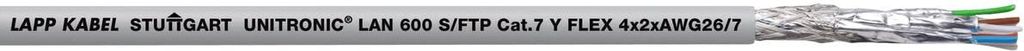 Lapp 10 Meter 2170144 UNITRONIC LAN 600 S/FTP CAT7 Y FLEX 4x2x26 AWG Ethernet IP 7-drähtig I 600 MHz I LABS-frei I LAN-Kabel I Verlege-Kabel I Net...