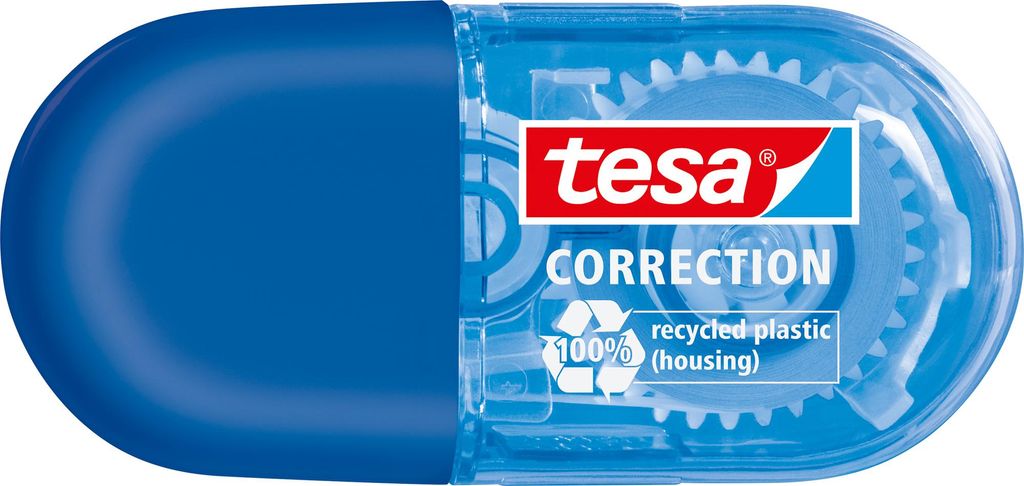 tesa ecoLogo Einweg Mini Korrekturroller 5 mm x 6 m blau Produktbild 