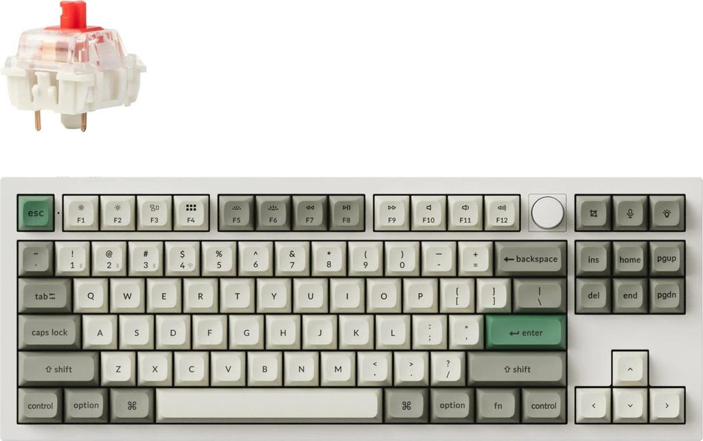 Keychron Q3 Max QMK/VIA Kabellose Mechanische Tastatur, QWERTY US, Knob, Shell White / Gateron Jupiter Red Q3M-P1