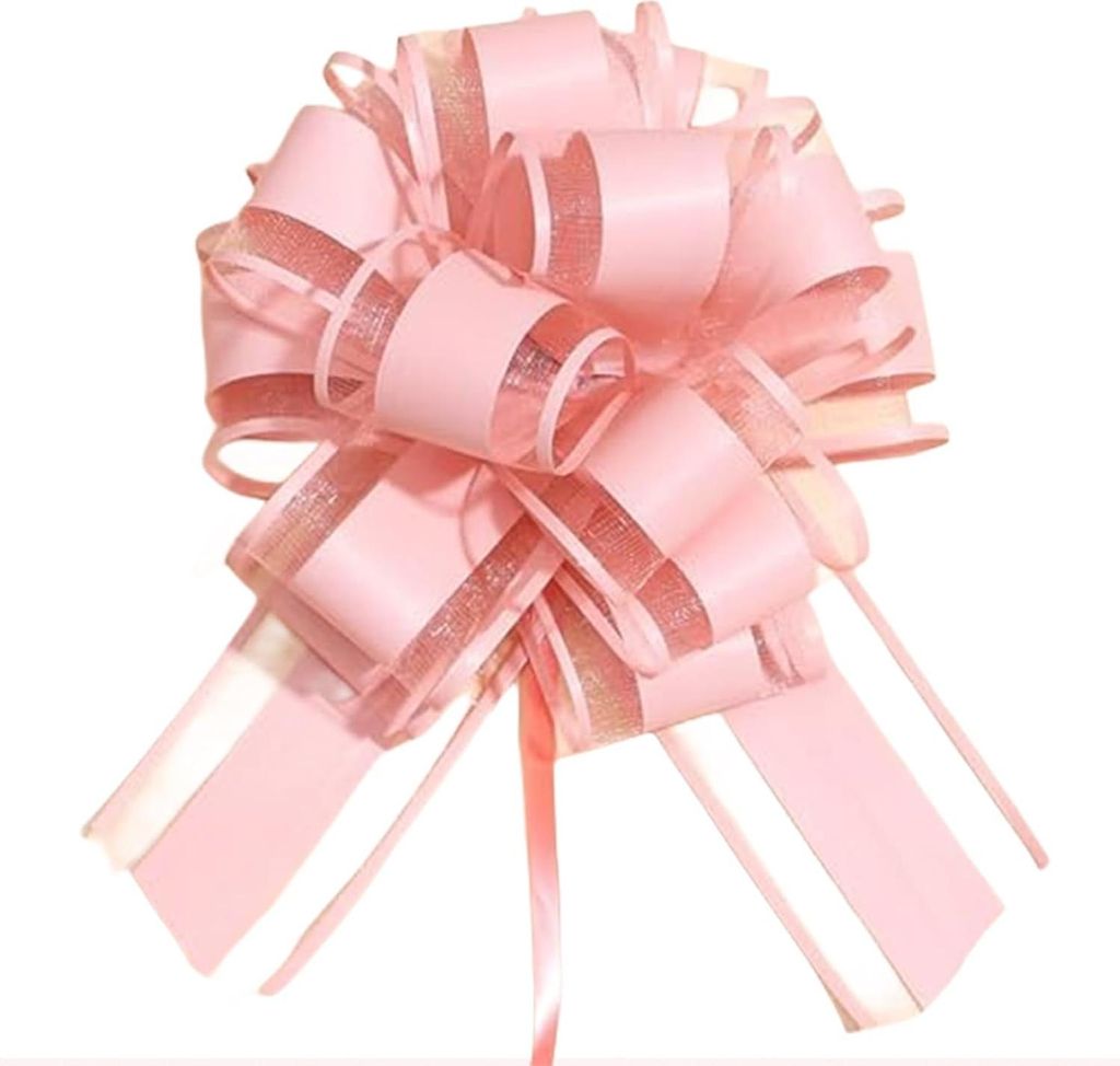 5 Stück Geschenk Schleifen - große Zugschleife rosa L - Geschenkverpackungszubehör