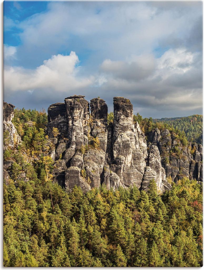 ARTland Leinwandbild Felsen Bäume Sächsische Schweiz III Größe: 45x60 cm