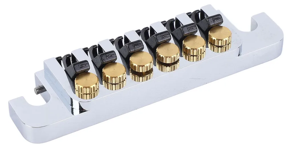 Chevalet à rouleaux avec 2 vis pour guitare électrique type LP chromé - 4