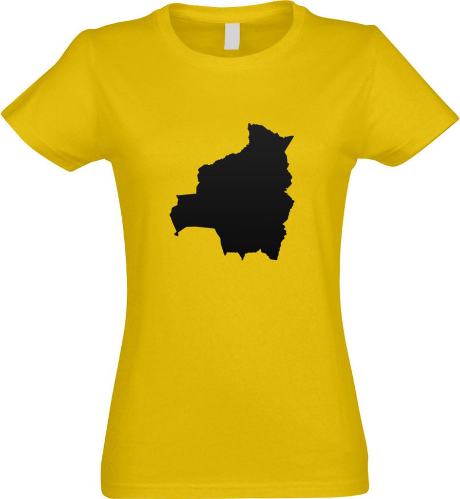 Kiwistar - T-Shirt tailliert - Damen - gelb - Bolivien Umriss Kontur - mit Motiv Bedruckt - Funshirt Design - Sport - Freizeit - Damen - XXL