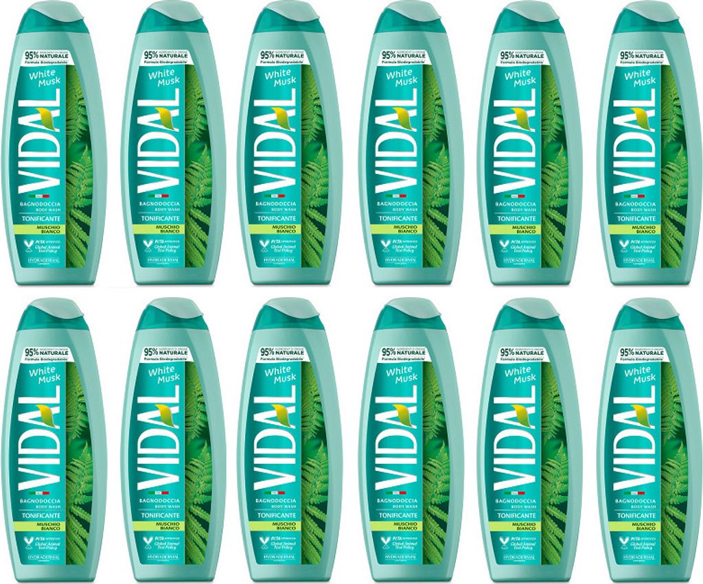 VIDAL White Musk/Muschio Bianco Badeschaum 95%Zut. natürlichen Ursprungs 12x500ml