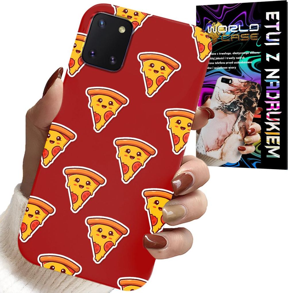 Hülle Für Samsung Galaxy A81 - Design Mit Fröhlicher Pizza Auf Rotem Hintergrund