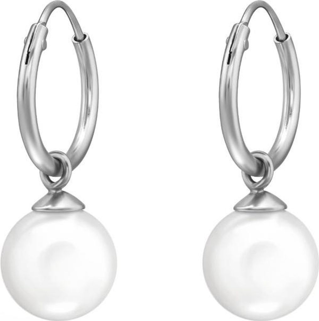 Creolen mit Perlen-Anhänger aus .925 Sterling Silber für Damen