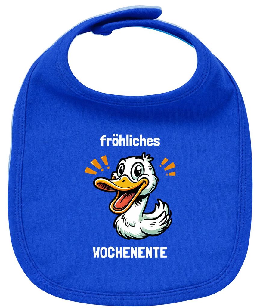 Huuraa Baby Lätzchen fröhliches Wochenente Ente Meme Royal Blue Klettverschluss Baumwolle Latz Geschenkidee